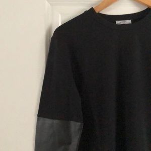 Zara sweatshirt dress with faux leather sleeves